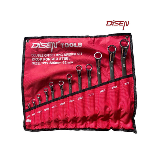 12PCS DOUBLE OFFSET RING SPANNER BAG SET 6-32MM