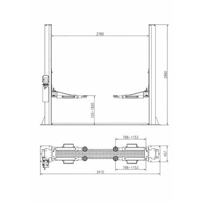 2 Post Hoist Floor Plate 4000KG- Black TF40