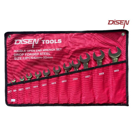 12 PCS DOUBLE OPEN END SPANNER BAG SET 6-32MM
