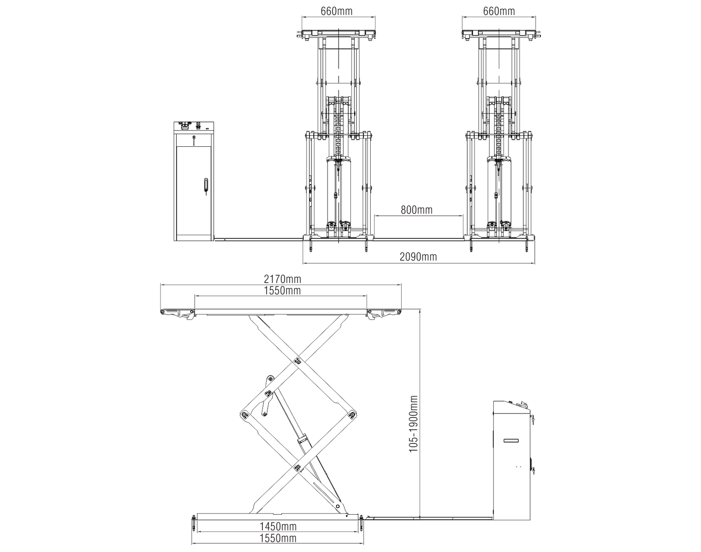 Low Profile Full Height Scissor Lift 3.5Ton JFR08L